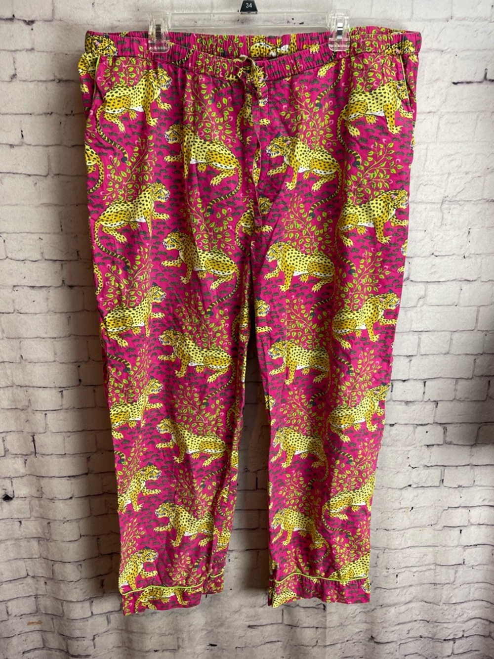Printfresh size 2X bagheera leopard hot pink pajama pants organic cotton